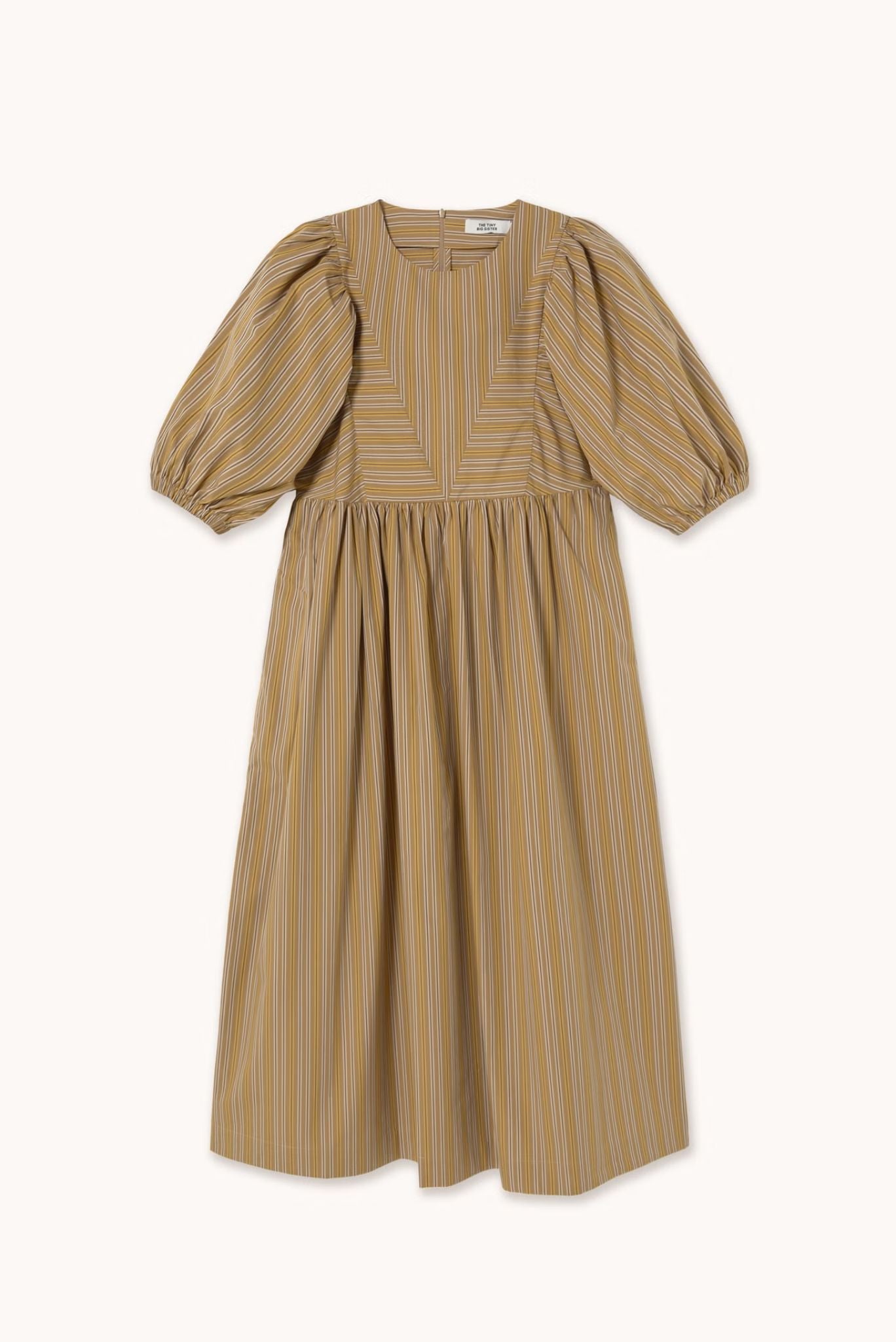 VESTIDO CON MANGA ABULLONADA A RAYAS