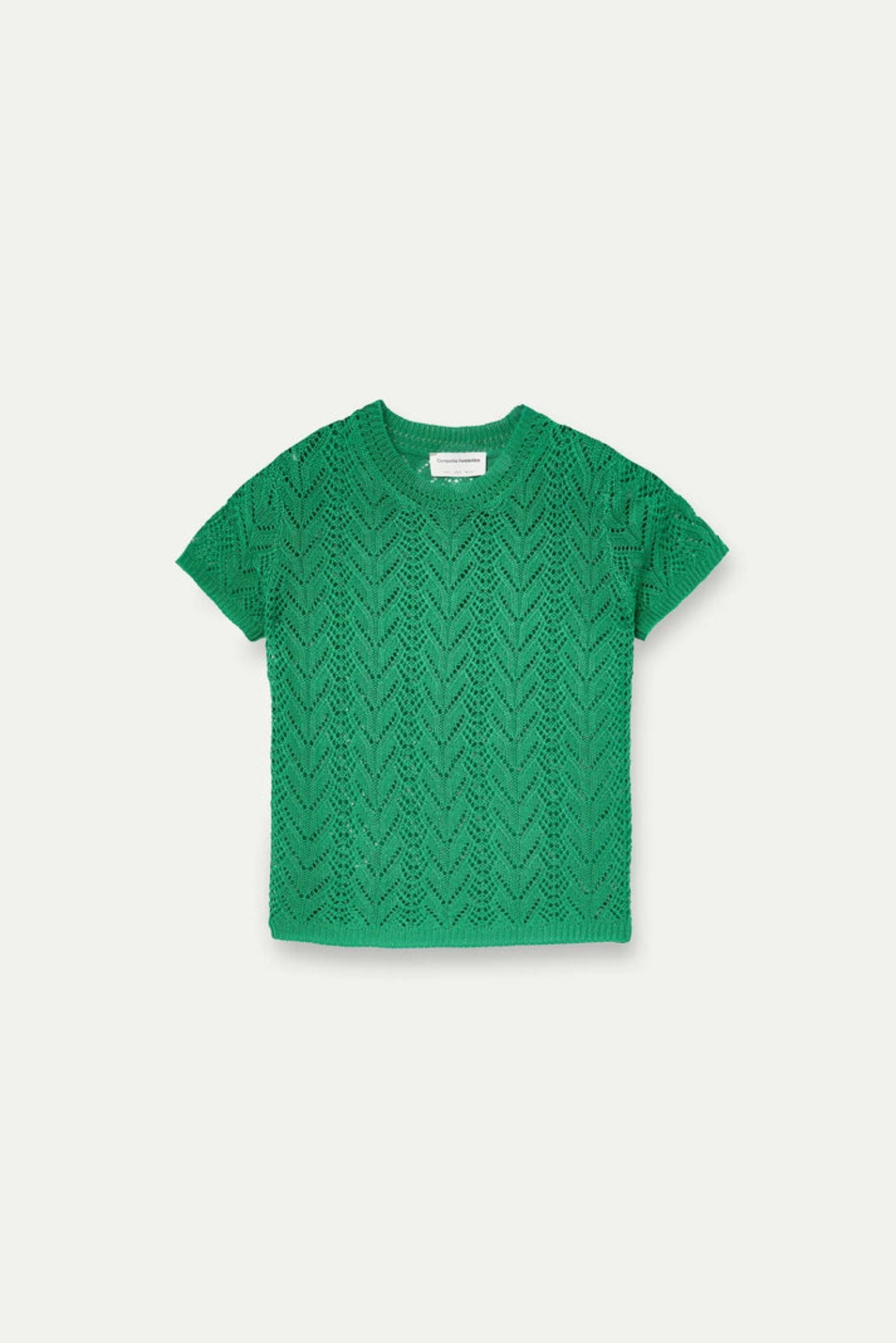 Top bordado calado en forma de flor verde