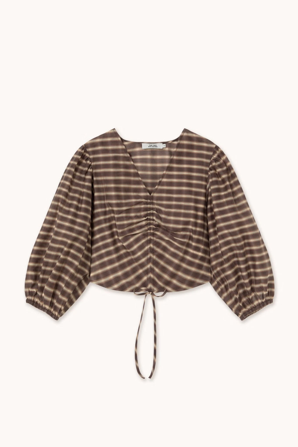 BLUSA CON CUELLO DE PICO A CUADROS