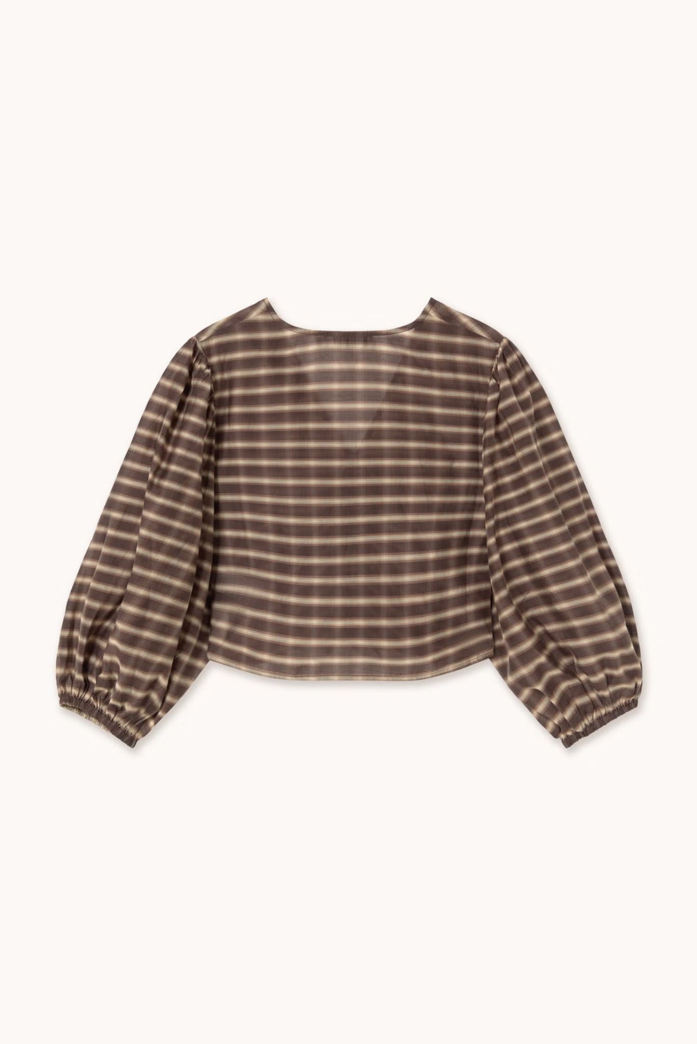 BLUSA CON CUELLO DE PICO A CUADROS