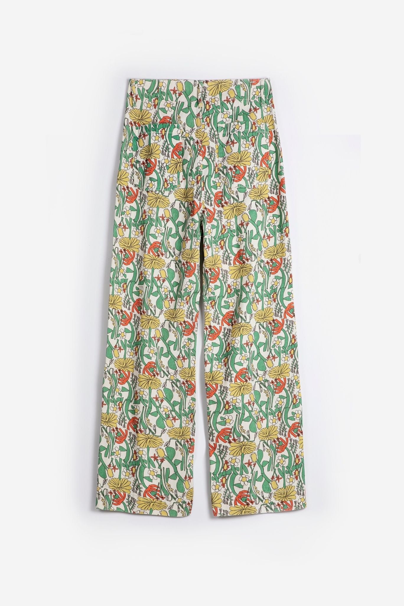 Pantalones capri de sarga con estampado de herbolarios de colores